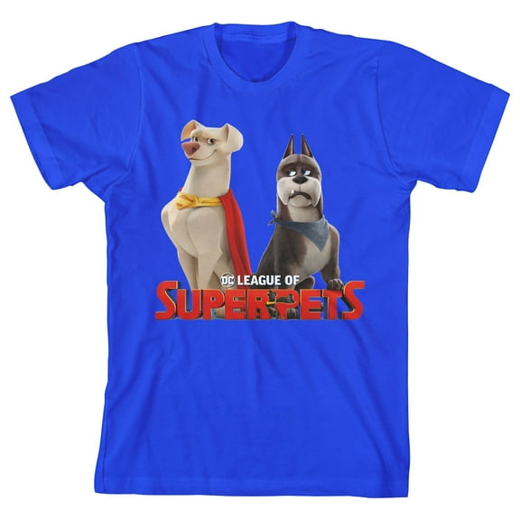 DC League of Super Pets Krypto & Ace Youth Royal Blue Graphic Tee-Medium