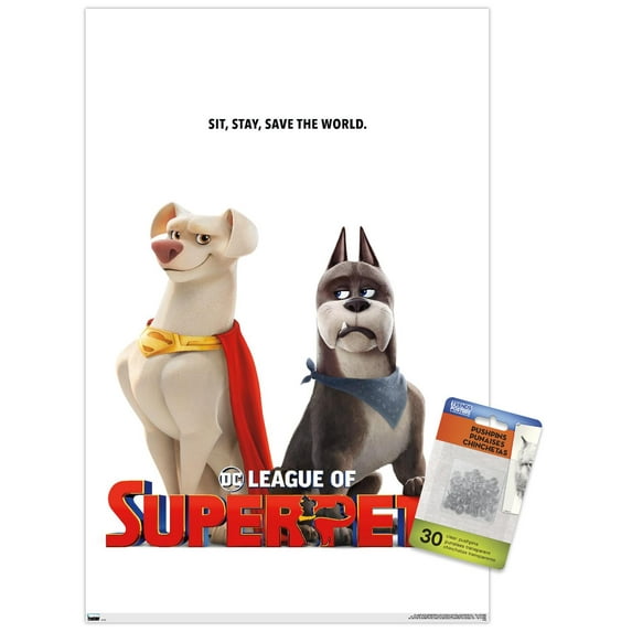 DC League of Super-Pets - Krypto and Ace Wall Poster with Push Pins, 14.725" x 22.375"