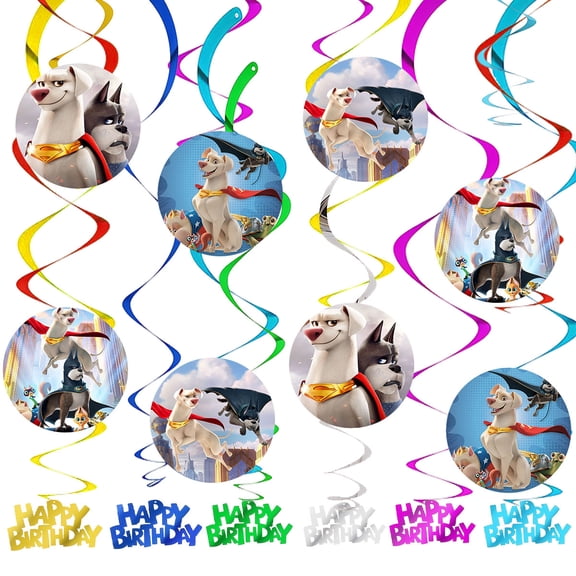 DC League of Super-Pets Party Decorations Hanging Swirl Sign Whirls Birthday Streamer Ceiling Decor Supplies 14 pcs