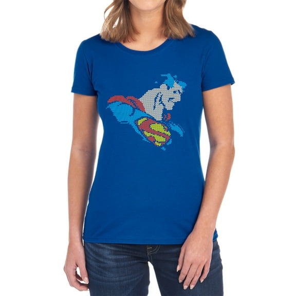 DC Lite Brite Superman Women's T Shirt, Royal, 2X-Large