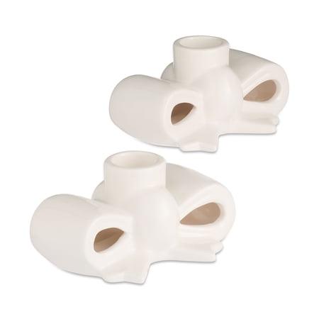 Stoneware Bow Valentine's Day Taper Candle Holders, White, 2 Count, by My Texas House