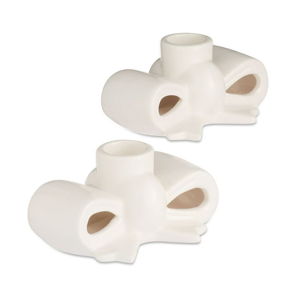 Stoneware Bow Valentine's Day Taper Candle Holders, White, 2 Count, by My Texas House