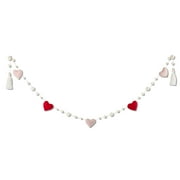 Felt Hearts and Wood Bead Garland, Red, White, and Pink, 6, Valentines Day by My Texas House