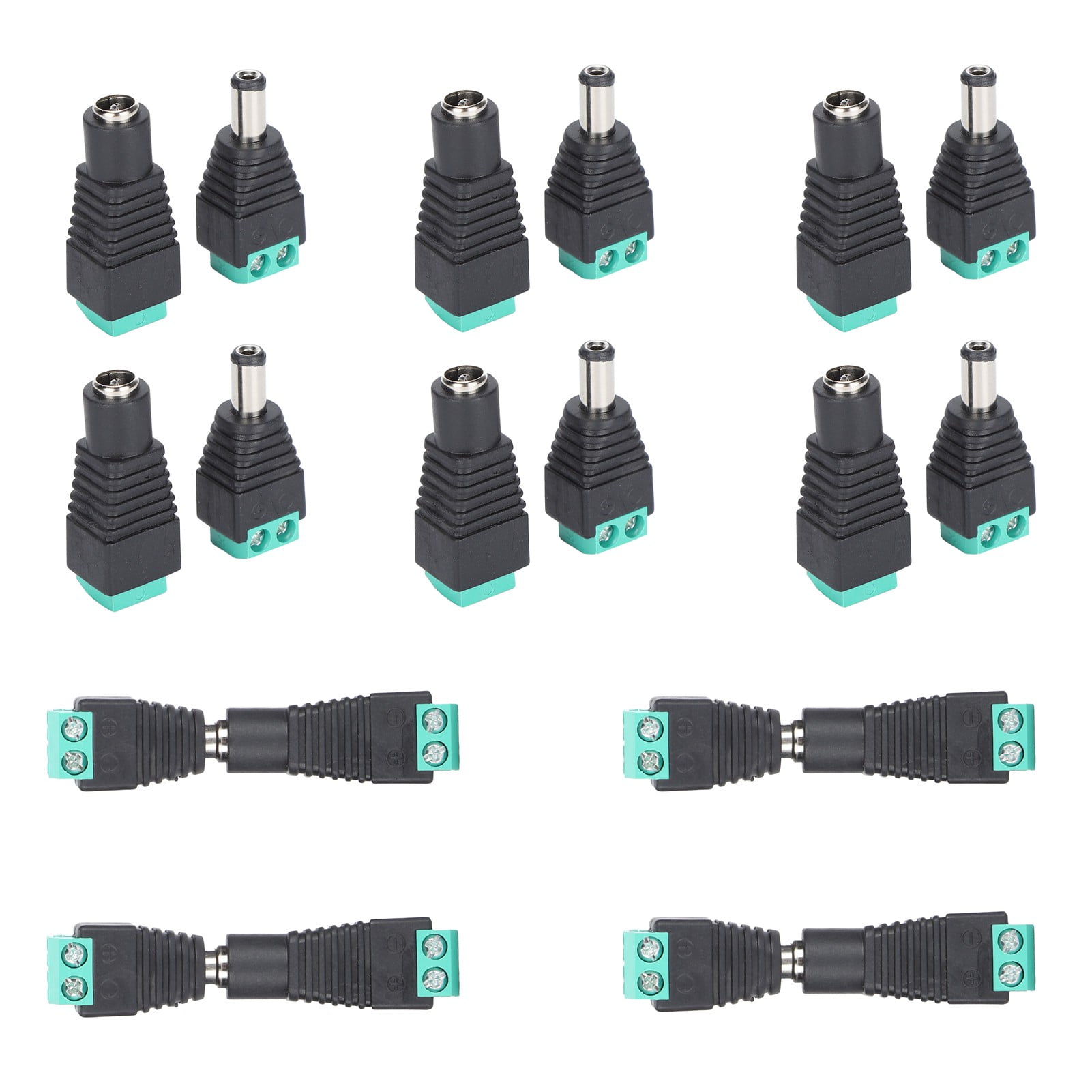 DC Male And Female Power Adapter,Including 10 Male Adapters And 10