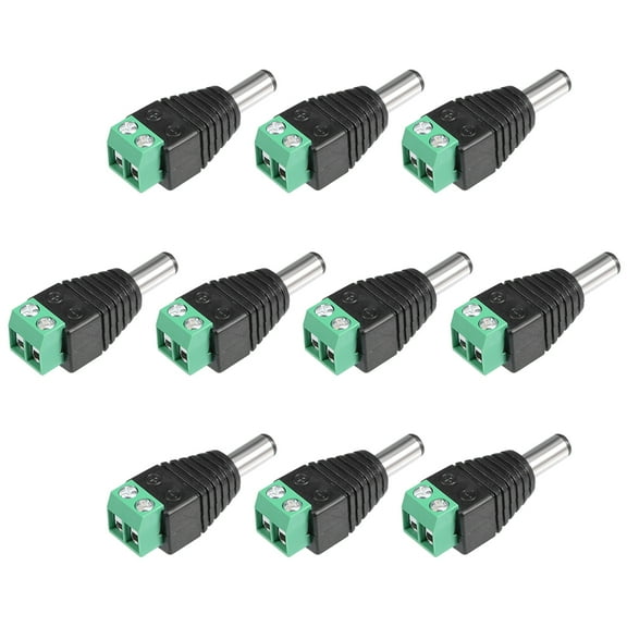 DC Male Connector 5.5x2.1mm Power Jack Adapter 10Pcs for CCTV Security Camera