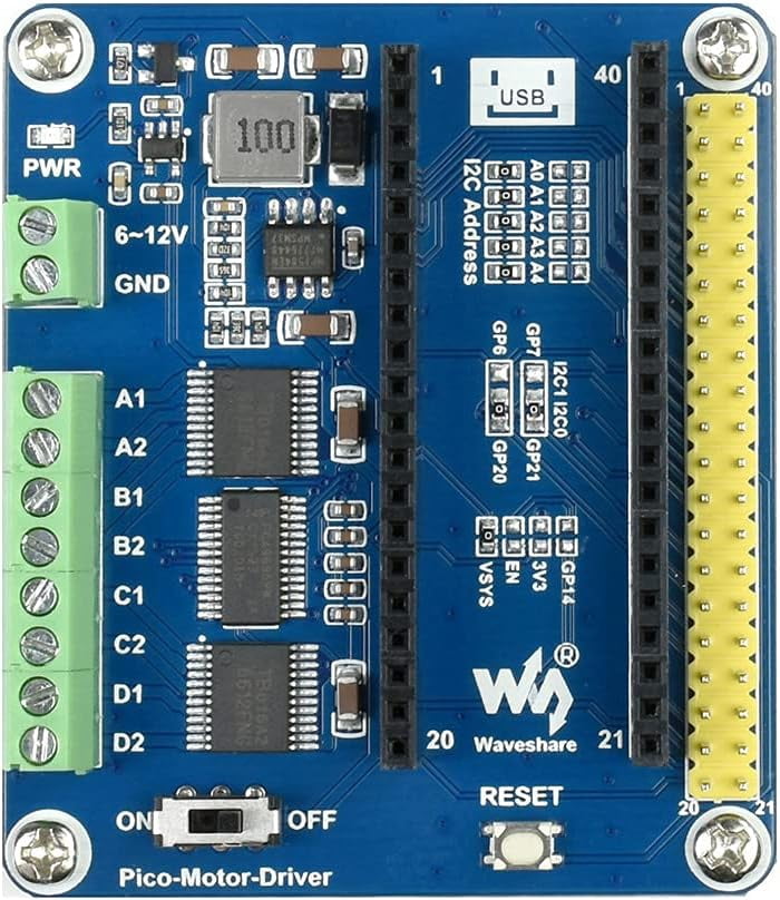 DC Motor Driver Module for Pico, Driving up to 4X DC Motors, Onboard ...