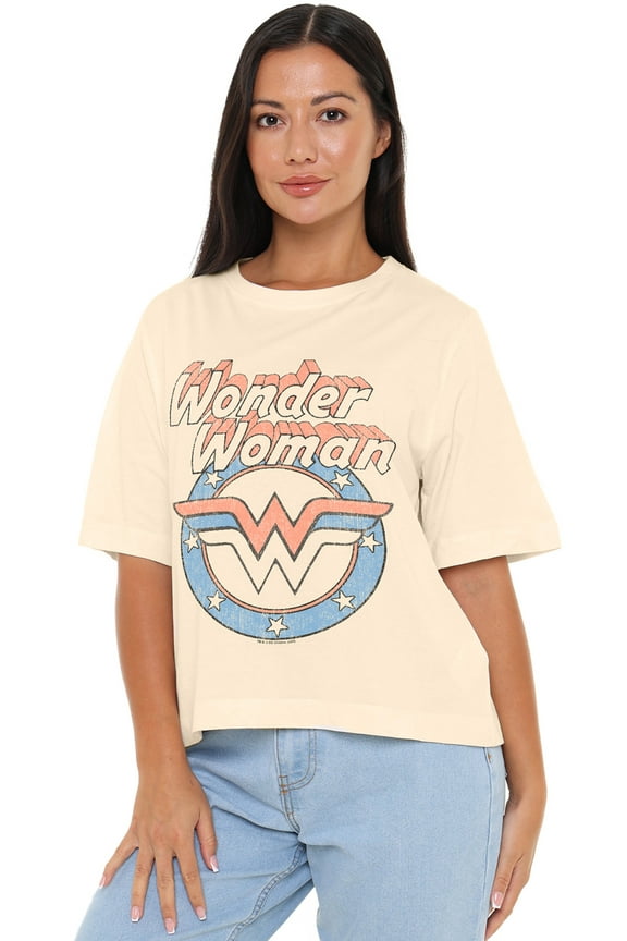 Faded Wonder Women's Boxy Cropped T-Shirt Casual Graphic Tee