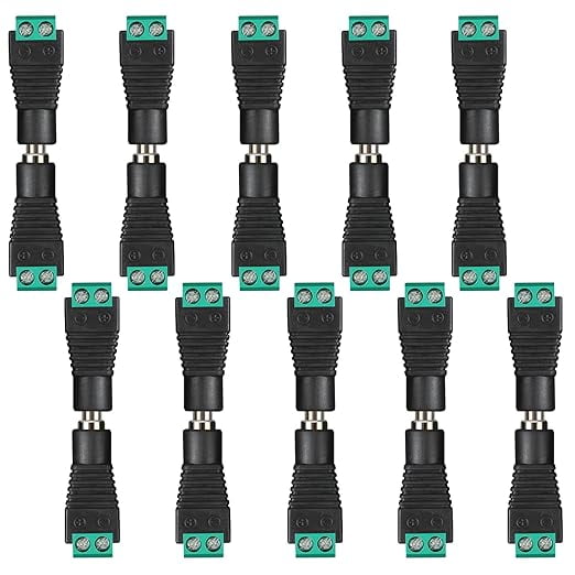 QWORK 50-Pair 5.5x2.1mm DC Power Connectors - 12V Screw Terminal Jacks For CCTV & LED Lights
