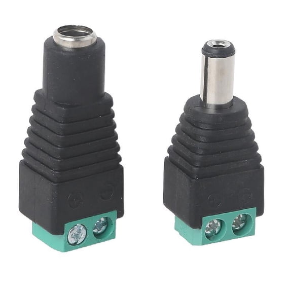 DC Power Jack Plug Adapter 5.5mmx2.1mm Male+Female CCTV Camera Connector