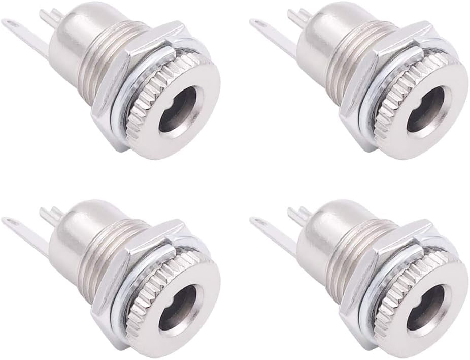 DC Power Jack Socket, 4-Pack 5.5mm x 2.5mm Barrel Mounting Female Panel ...