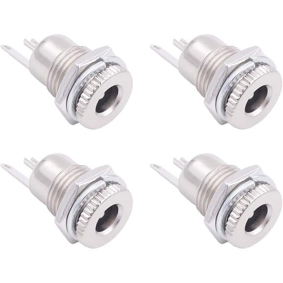 DC Power Jack Socket, 4-Pack 5.5mm x 2.5mm Barrel Mounting Female Panel Mount Solder Power Supply Jack Connector Adapter Socket