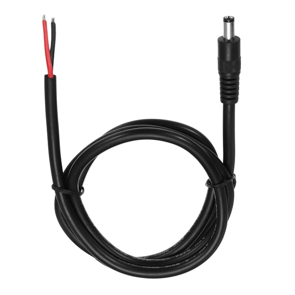 DC Power Pigtails Cable, 5.5mm x 2.5mm Male Barrel Plug Connector to Bare Wire Open End 1m for CCTV Camera, DVR, LED Strip