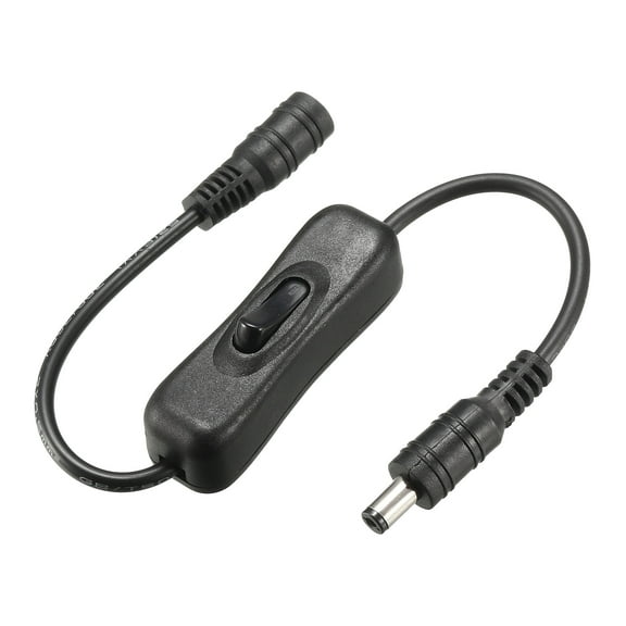 DC Power Splitter with Switch 1 Female to 1 Male 5.5mm x 2.1mm Y Adapter Cable for CCTV Camera LED Strip Lights