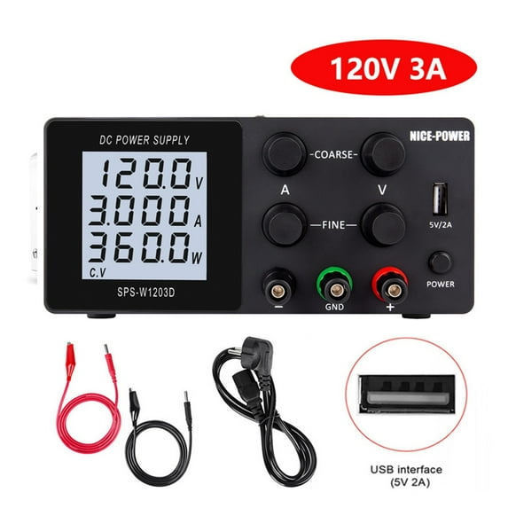 DC Power Supply Adjustable 4 Digit LCD Screen Lab Bench Power Source 30V 10A 60V 5A 120-V 3A AC Switching Stabilized Power Supply ,Low-loss