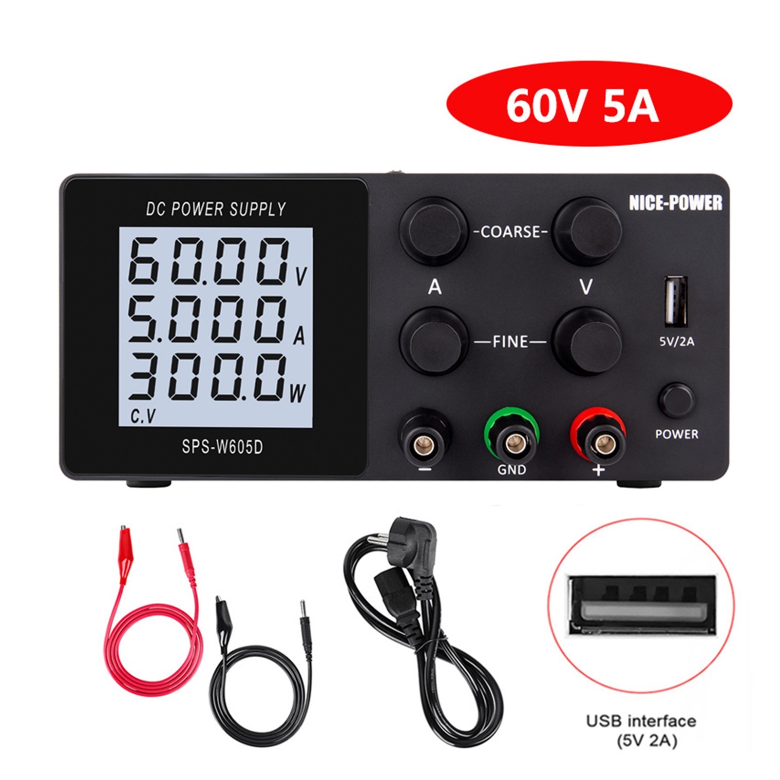 DC Power Supply Adjustable 4 Digit LCD Screen Lab Bench Power Source ...