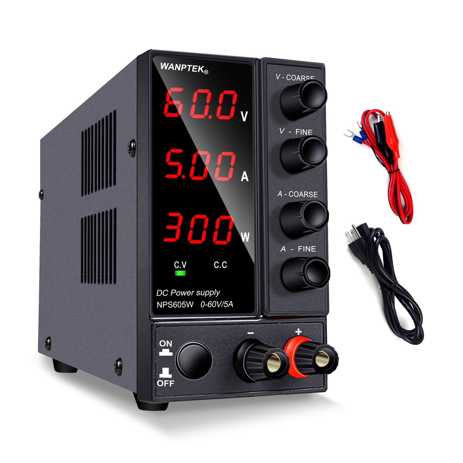 View of DC Power Supply Adjustable Bench Source 30V 10A Voltage Regulator ...