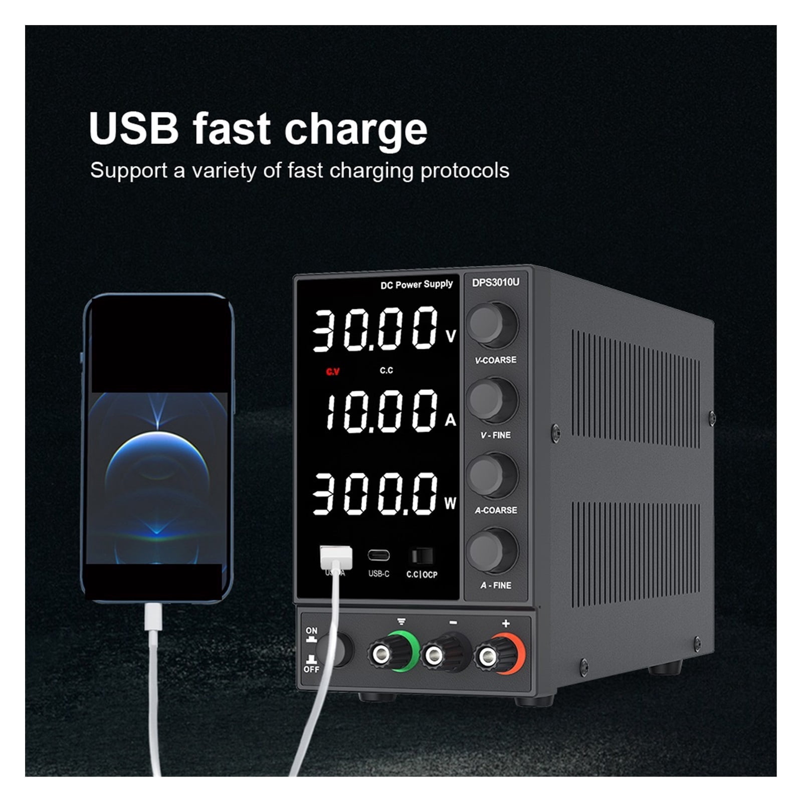 DC Power Supply Adjustable Lab Bench Power Source 30V 10A 60V 5A ...