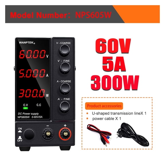 DC Power Supply Adjustable Regulated Switching Power Supply Led Variable Bench Source 60V 5A DIY ,Low-loss