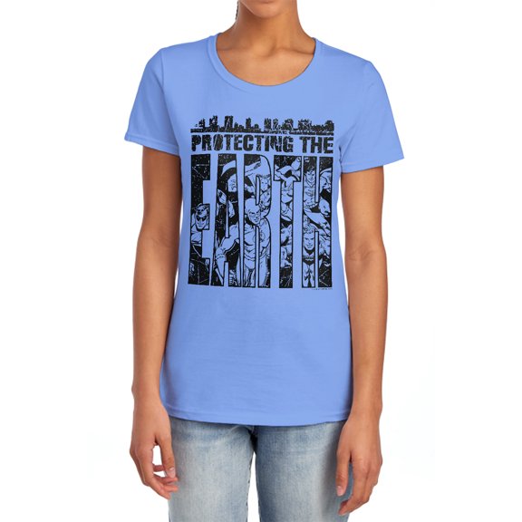 DC Protecting The Earth Women's T Shirt, Carolina Blue, X-Large