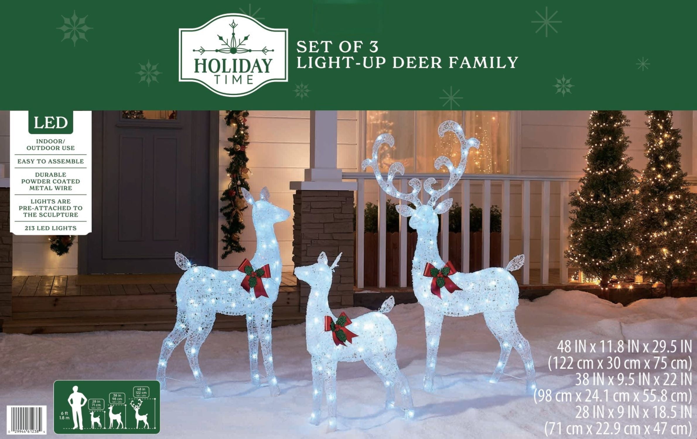 Light-Up LED Christmas  Set of 3 Deer Family Decoration Set, by Holiday Time