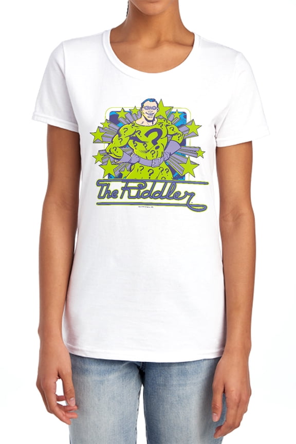 DC Riddler Stars Women's T Shirt, White, Medium