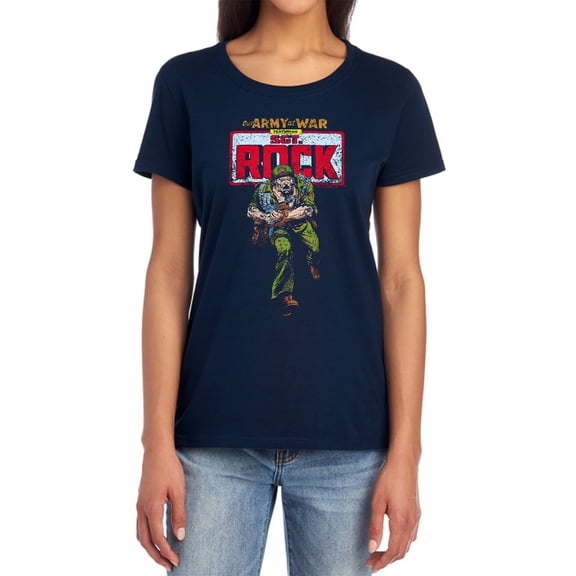 DC SGT Rock Women's T Shirt, Navy, Small