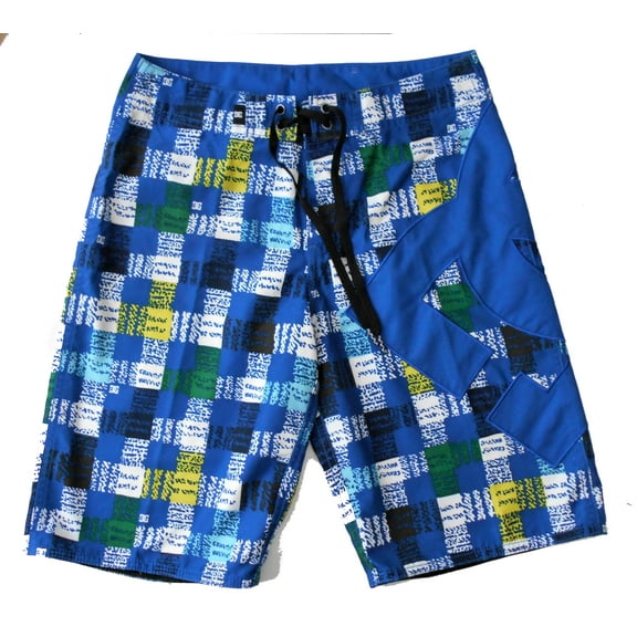 DC SHOES SWIMSUIT MENS - SZ 28 SMALL - BLUE PLAID - BOARD SHORTS SWIM