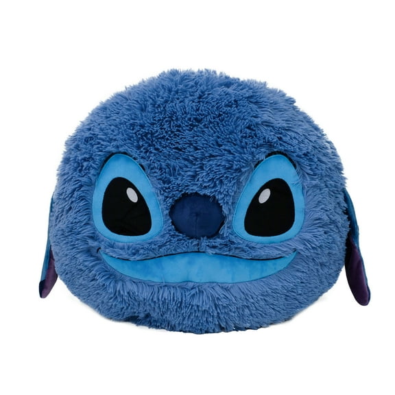 Stitch 16 Inch Blue Furry Pillow Featuring Embroidered Face