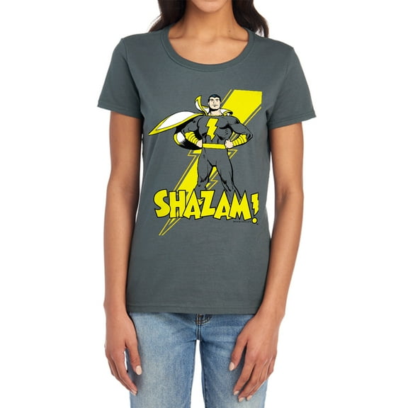 DC Shazam! Women's T Shirt, Charcoal, 2X-Large