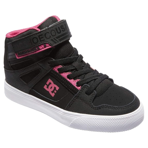 DC Shoes Girls' Pure High Elastic Lace High-Top Shoes Black/Pink/Black - ADGS300092-KPK