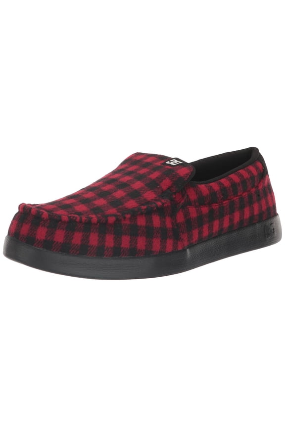 Mens Villain Slip-On Shoes Black/Red Plaid - ADYS100567-KRP BLACK/RED PLAID