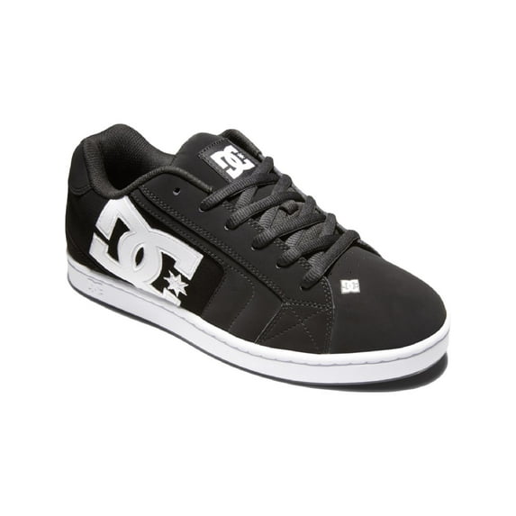 DC Shoes Net Men's Leather Oversized Skateboarding Sneakers Black-White Size 8.5