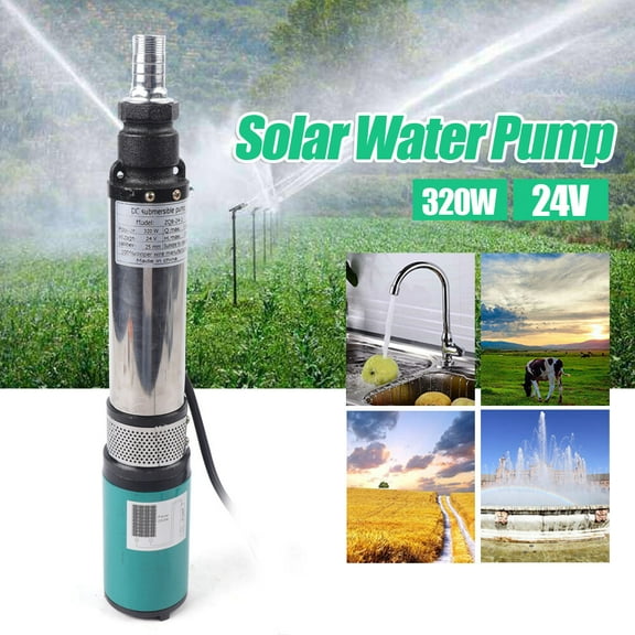 DC Solar Power Water Pump Farm Ranch Submersible Bore Hole Deep Well Pump Pure Copper Motor 5000RPM 22 GPM Large Flow 82ft High Lift 24V 320W