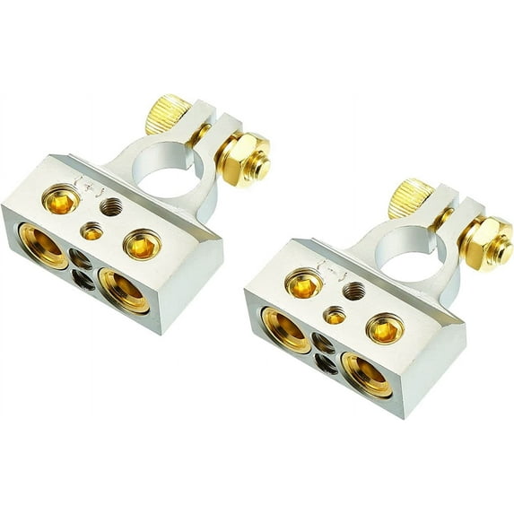 DC Sound DBTC300PN 0/2/4/6/8 AWG Single Positive & Negative Power Battery Terminal Connectors ChromeDC Sound DBTC300PN 0/2/4/6/8 AWG Single Positive & Negative Power Battery Terminal Connectors Chrome