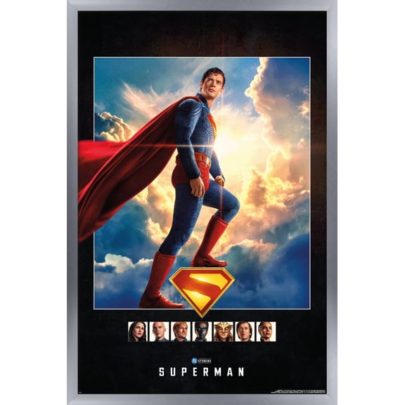 DC Studios Superman (2025) - Standing One Sheet Wall Poster, 14.725" x 22.375" Framed