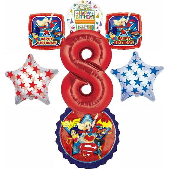 DC Super Hero Girls 8th Birthday Party Supplies and Balloon Decorations