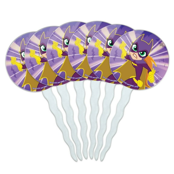 DC Super Hero Girls Batgirl Cupcake Picks Toppers Decoration Set of 6