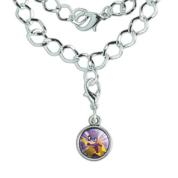DC Super Hero Girls Batgirl Silver Plated Bracelet with Antiqued Charm