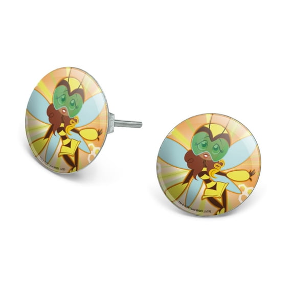 DC Super Hero Girls Bumblebee Novelty Silver Plated Stud Earrings