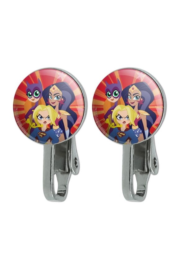 DC Super Hero Girls Girl Group Novelty Clip-On Stud Earrings