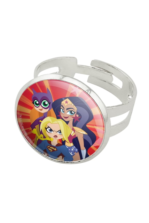 DC Super Hero Girls Girl Group Silver Plated Adjustable Novelty Ring