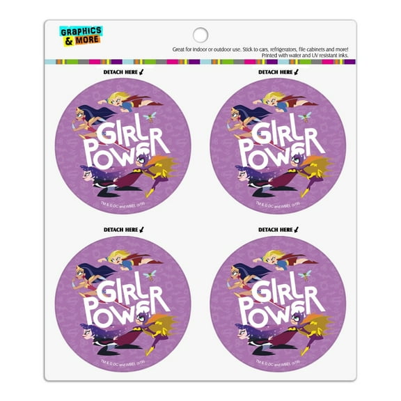 DC Super Hero Girls Girl Power Refrigerator Fridge Locker Vinyl Circle Magnet Set