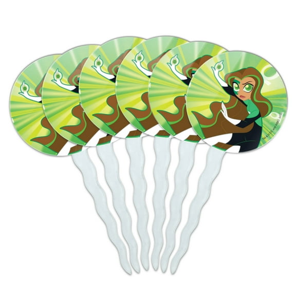 DC Super Hero Girls Green Lantern Cupcake Picks Toppers Decoration Set of 6