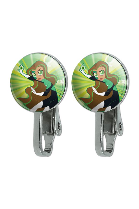 DC Super Hero Girls Green Lantern Novelty Clip-On Stud Earrings