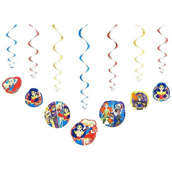 DC Super Hero Girls Hanging Party Decorations, 12pc