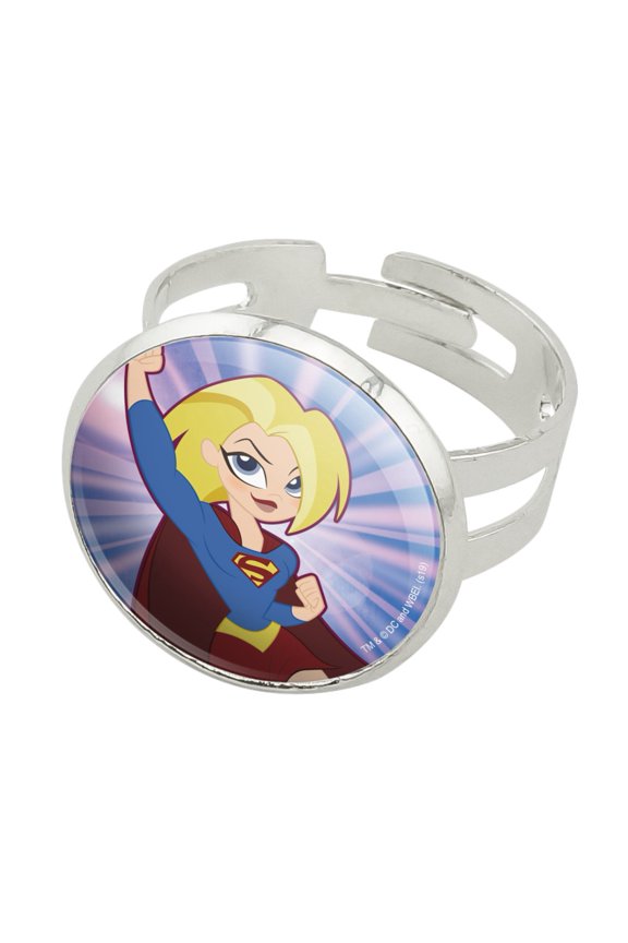 DC Super Hero Girls Supergirl Silver Plated Adjustable Novelty Ring
