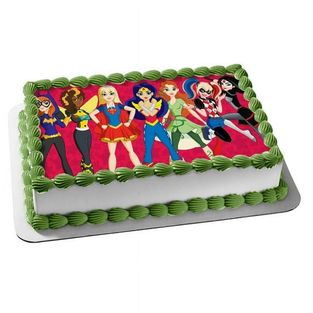 DC Super Hero Girls Superhero Girls Batwoman Supergirl Harley Quinn Birthday Edible Image Cake Topper For Half Sheet Cake By TNCT