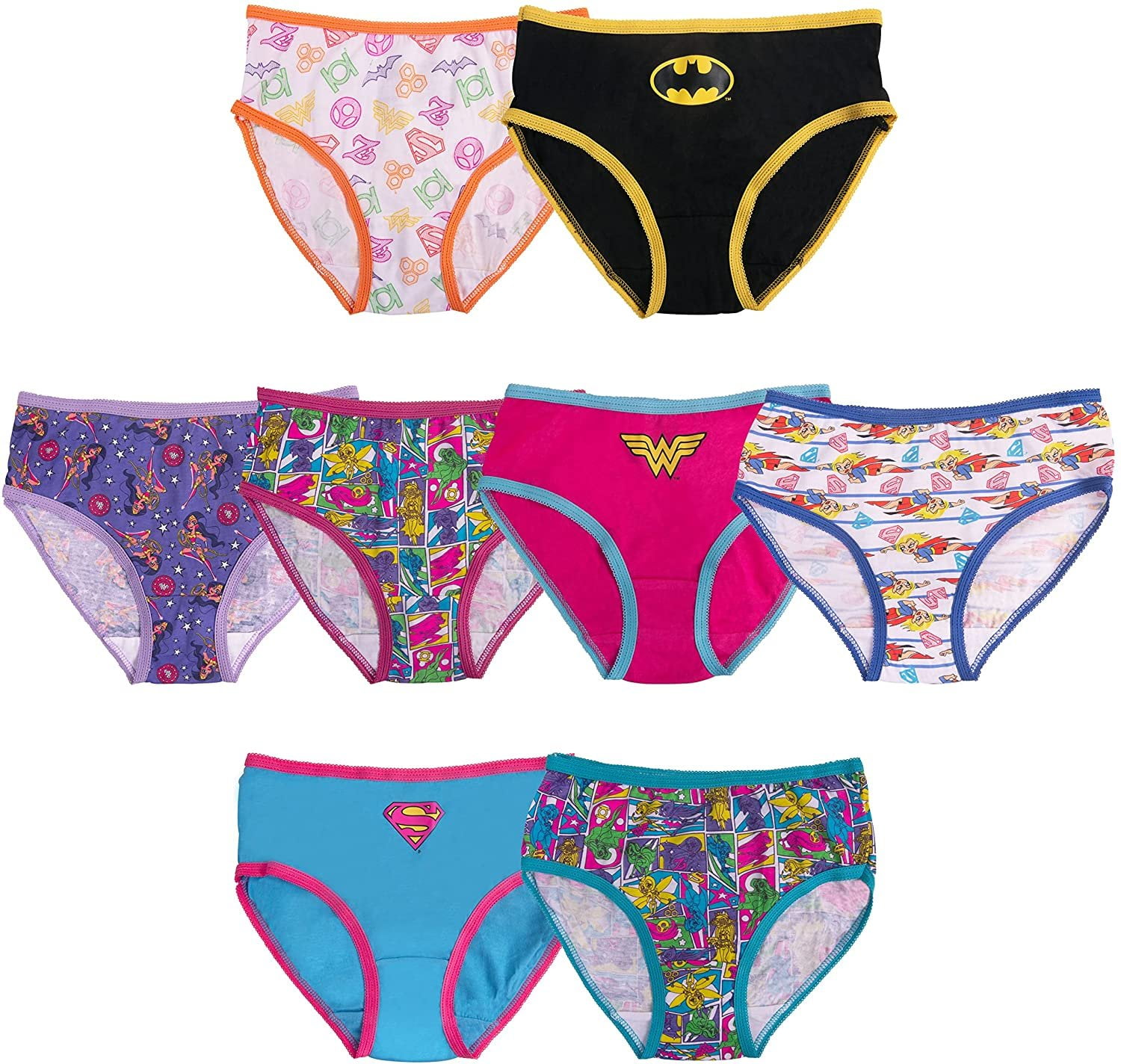 Handcraft Youth Girls' Size 8 Wonder Woman Extra Soft Brief Underwear 4  Pair