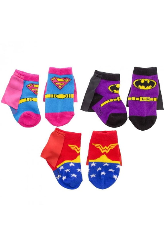 DC Super Heroes Infant Booties with Capes - Pack of 3