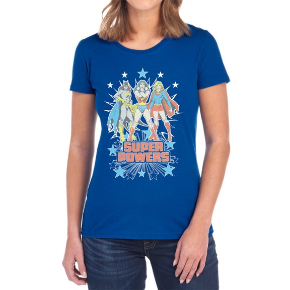 DC Super Powers X3 Women's T Shirt, Royal, Large